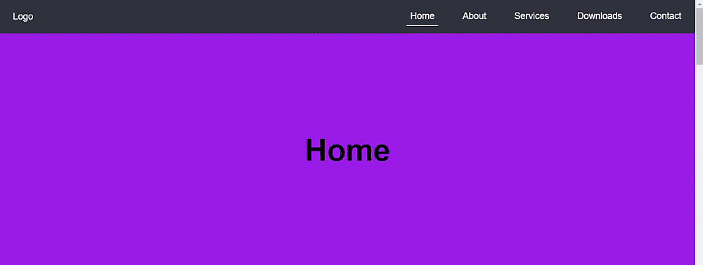 The final navigation bar where the active menu item gets highlighted