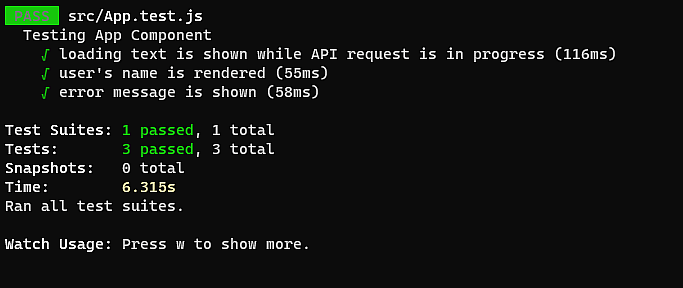 React test result